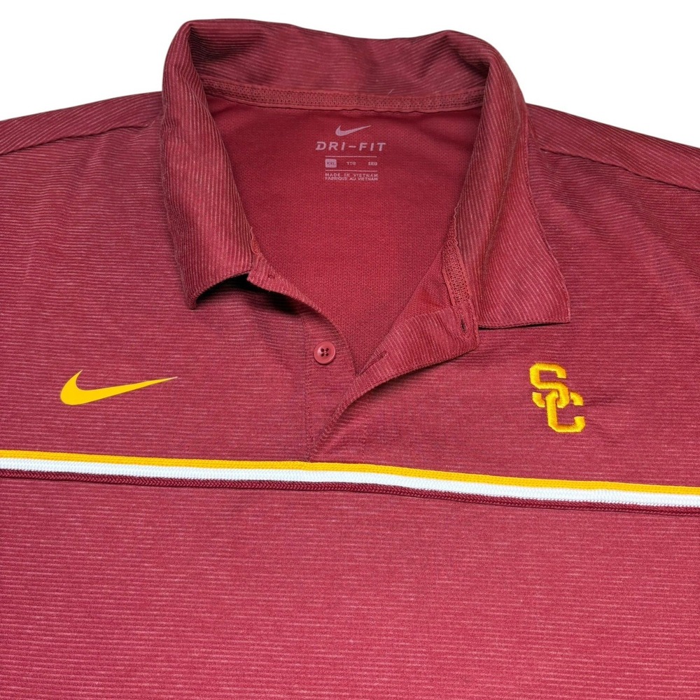 Nike USC Trojans Polo XXL Red Dri-FIT Short Sleeve Embroidered Logo Mens
